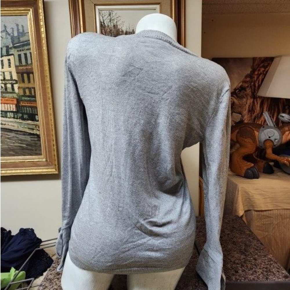 Michael kors gray sweater with bell sleeve and tie accent